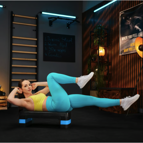 Степ платформа  Trex Sport TX-030AS 3-уровневая черно-голубая - фото №7